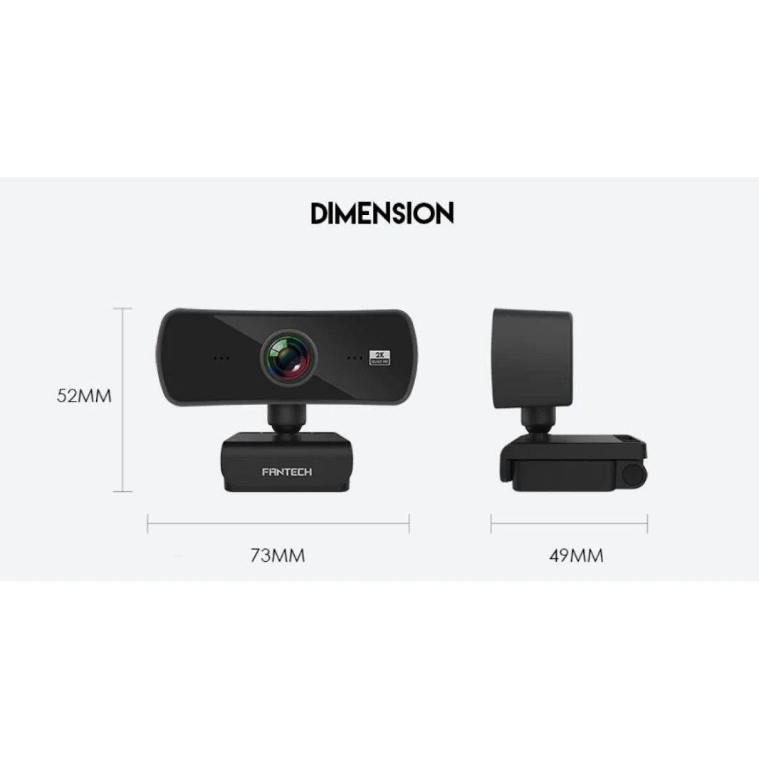 Fantech Luminous C30 Ultra-Wide Camera With Clip 2K (2560x 1440) Resolution Webcam Build-in Microphone