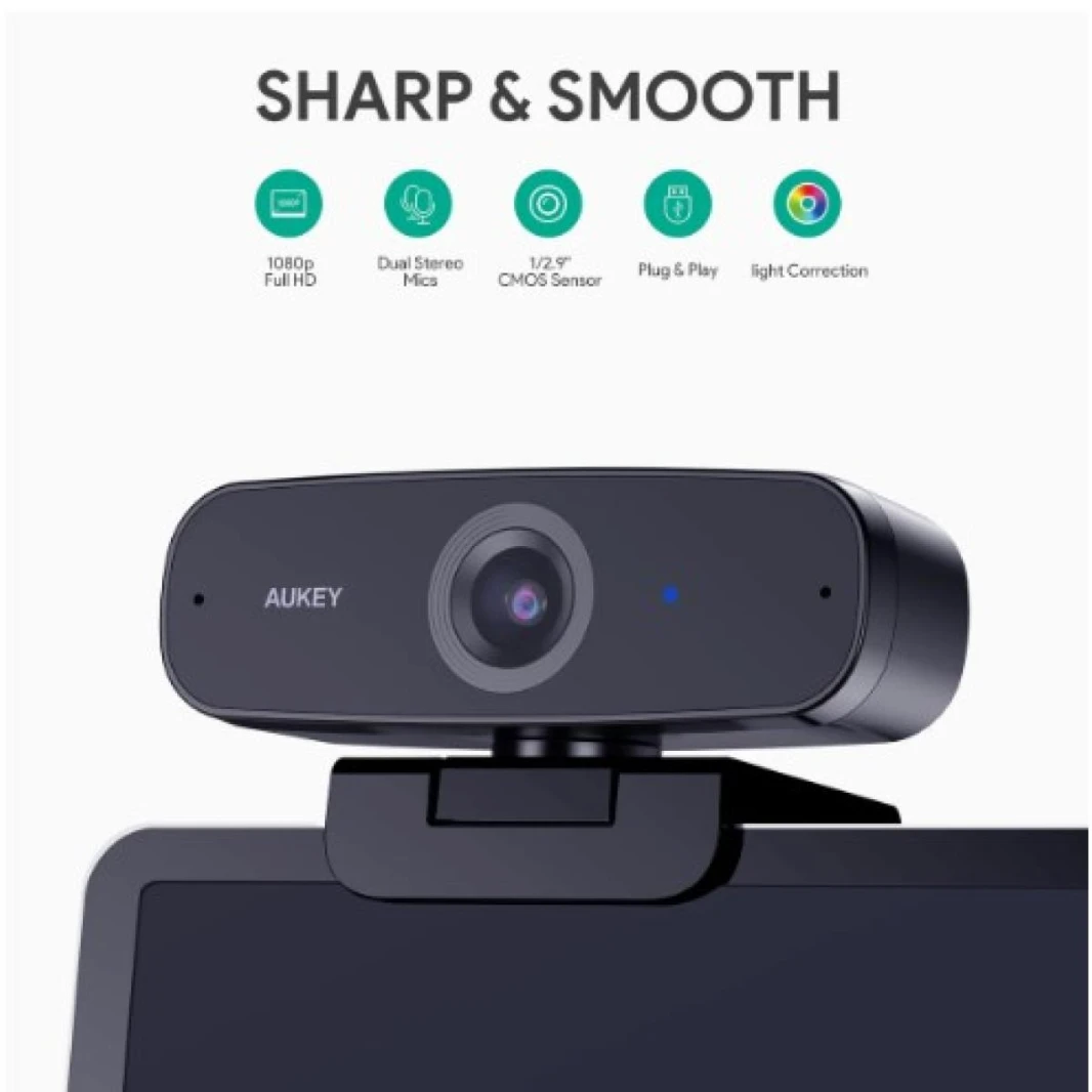 AUKEY PC-W3 Impression 1080p Webcam Live Streaming Camera with Stereo Microphone
