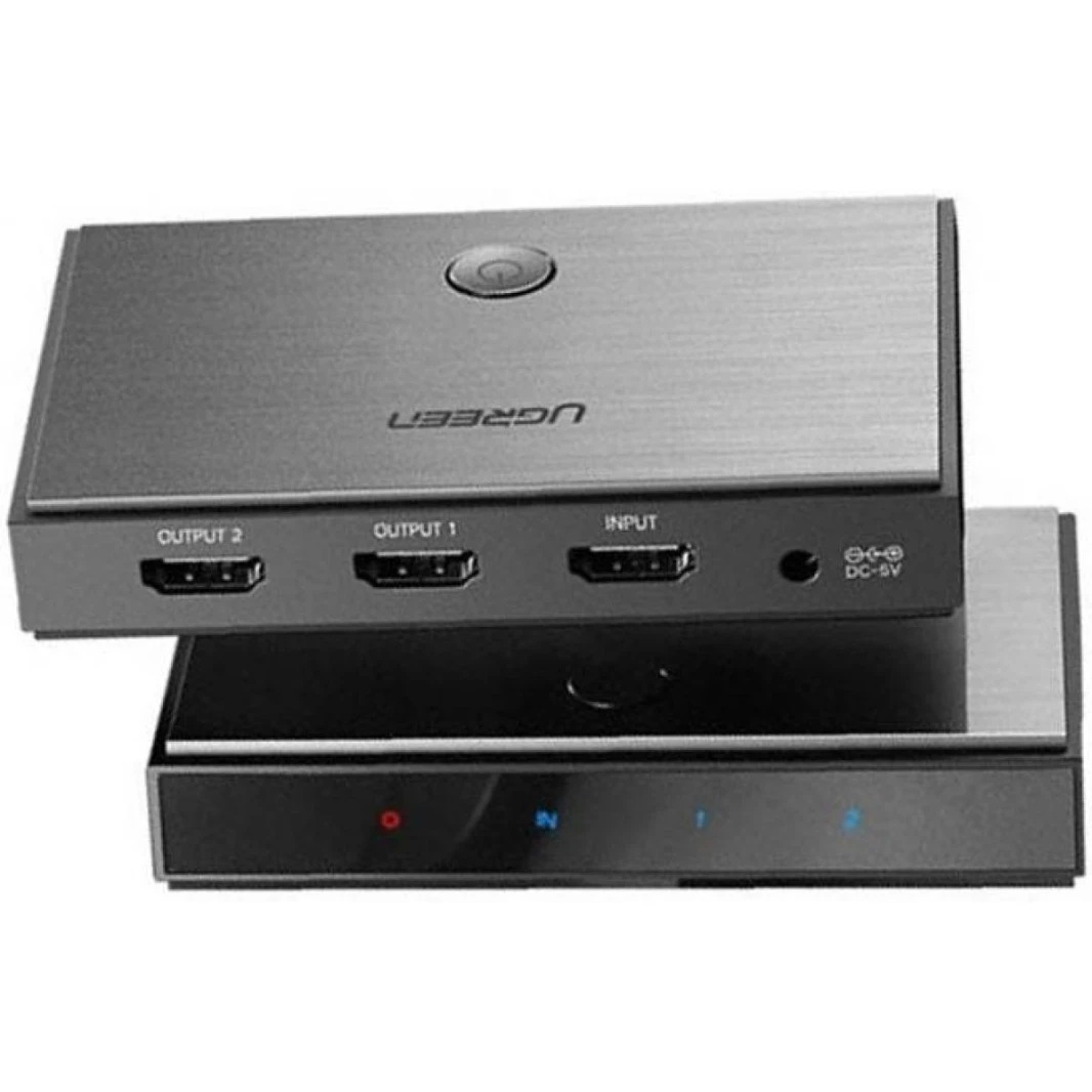 UGREEN 50707 HDMI Splitter 1 Input, 2 Output, Support 4K*2K@60HZ, 3D, HDCP2.2 , EDID, 4K*2K@60HZ within 5M AWG26, 1080P@60HZ within 10M AWG24 HDMI Cable, Black