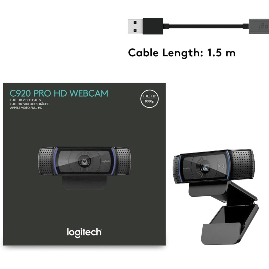 Logitech C920 PRO 1080p Business Webcam Full HD Glass Lens, 78° Field Of View, & HD Auto Light Correction