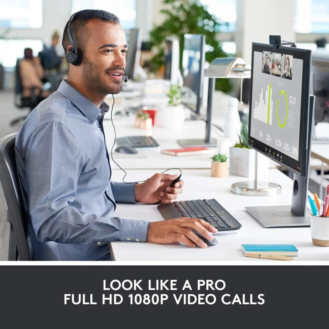 Logitech C920 PRO 1080p Business Webcam Full HD Glass Lens, 78° Field Of View, & HD Auto Light Correction