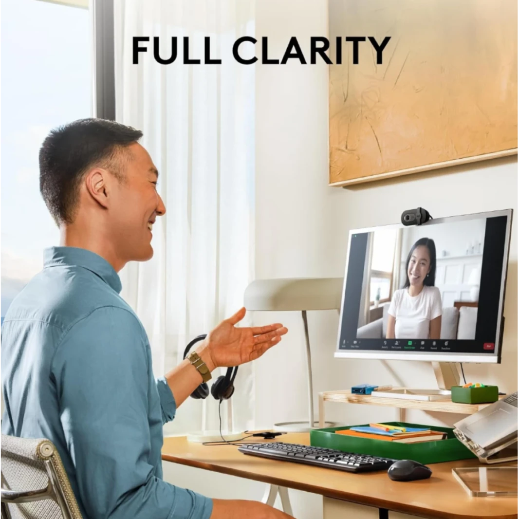 Logitech Brio 100 Full HD 1080p Webcam for Meetings and Streaming, Auto-Light Balance, Built-in Mic, Privacy Shutter