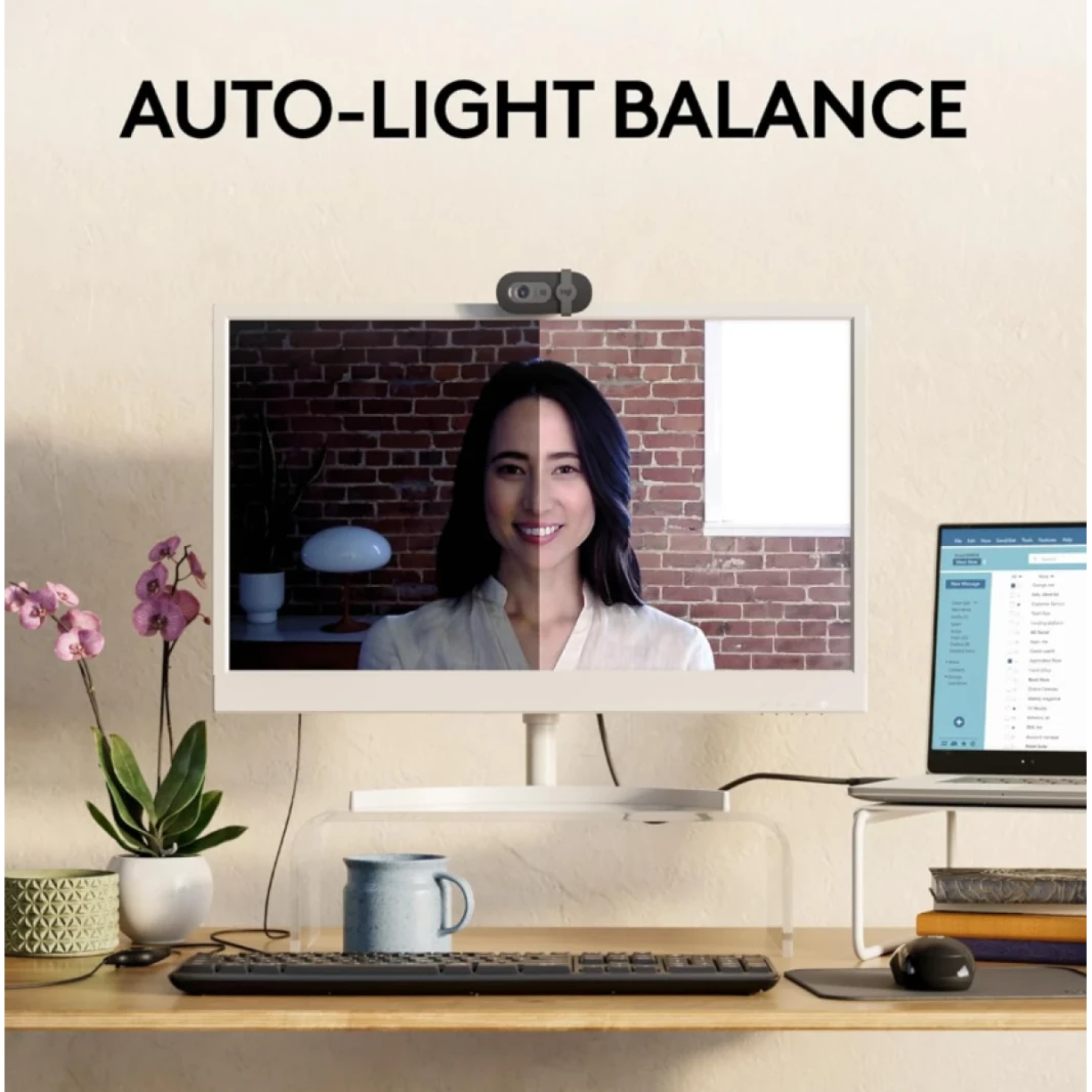 Logitech Brio 100 Full HD 1080p Webcam for Meetings and Streaming, Auto-Light Balance, Built-in Mic, Privacy Shutter