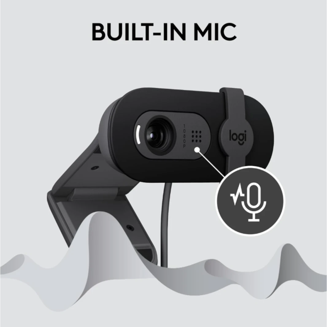 Logitech Brio 100 Full HD 1080p Webcam for Meetings and Streaming, Auto-Light Balance, Built-in Mic, Privacy Shutter