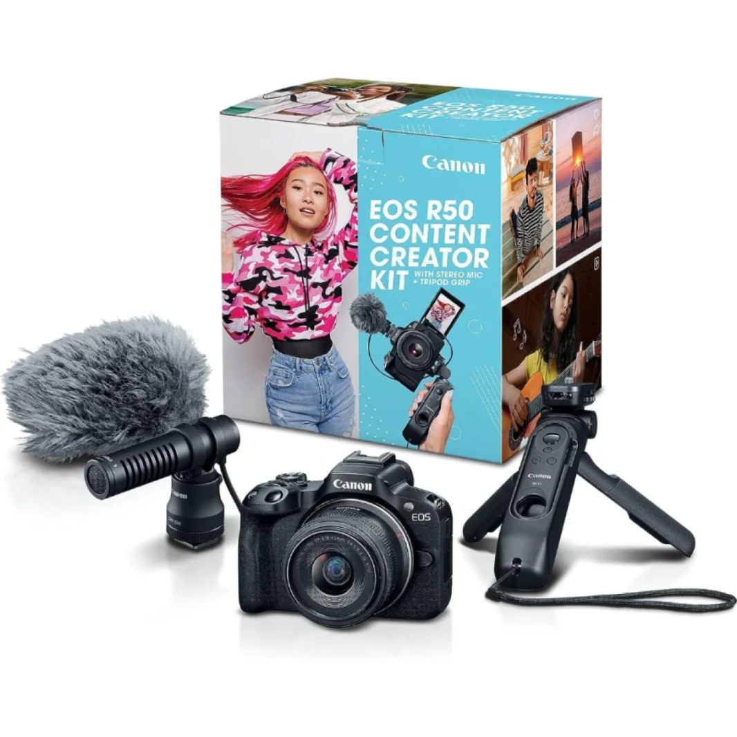 Canon EOS R50 Mirrorless Vlogging Camera (Body Only/Black), RF Mount, 24.2 MP, 4K Video, DIGIC X Image Processor, Subject Detection & Tracking, Compact, Smartphone Connection, Content Creator