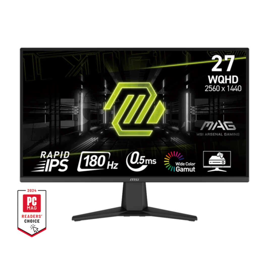 MSI MAG 275QF 27-inch 2K Gaming Monitor, 2560 x 1440 (UHD), Adaptive-Sync,  0.5ms Response Time, 180Hz, HDR Ready, HDMI, DP Port, Only Tilt