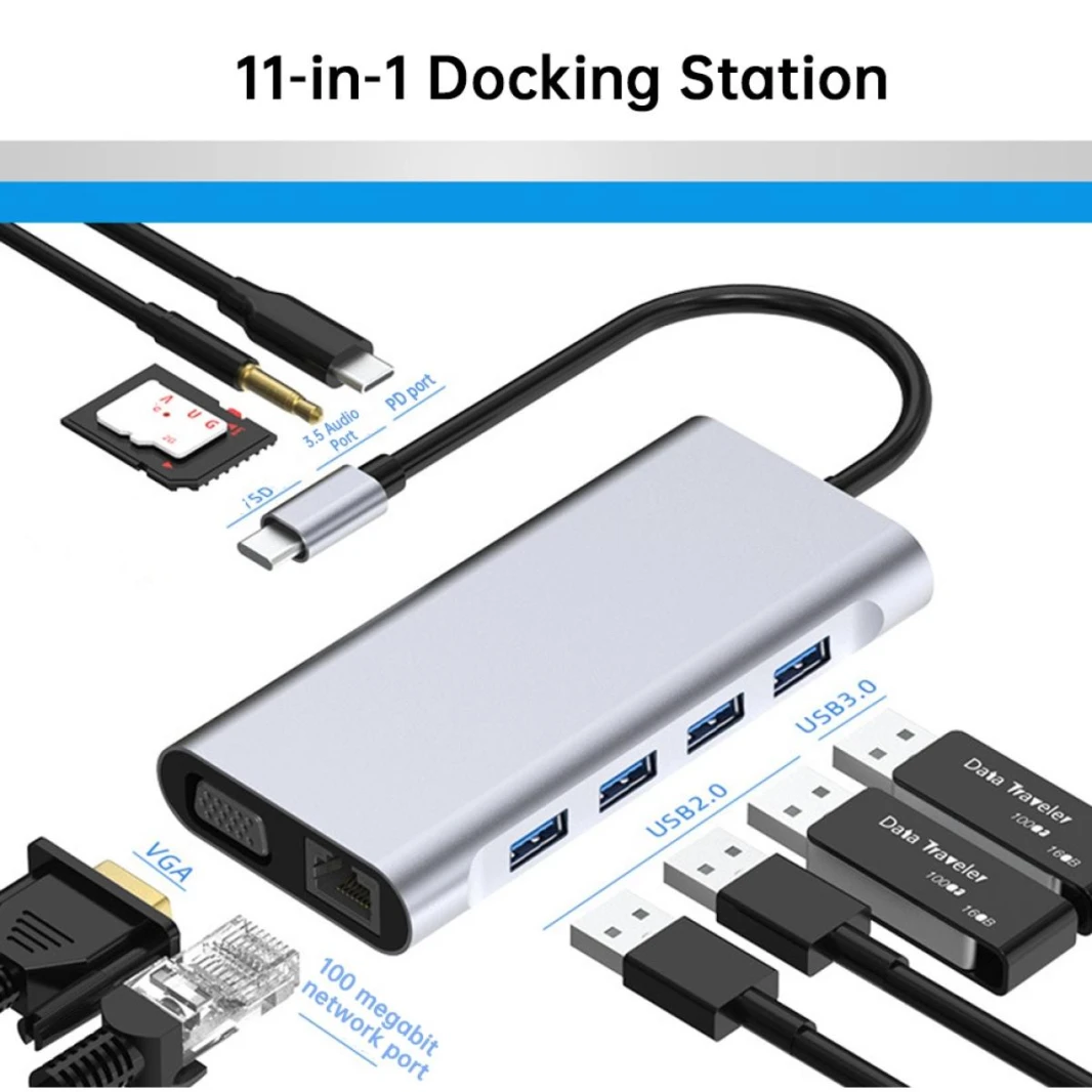 USB C Laptop Docking Station-11in1 USB C Hub Triple Display for Multiple devices