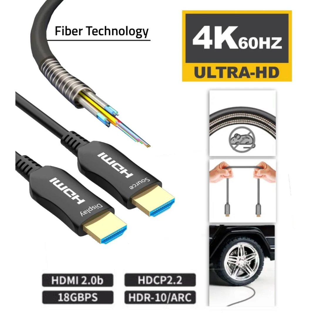 HDMI to HDMI Optical Cable 4K 60Hz UHD 70M