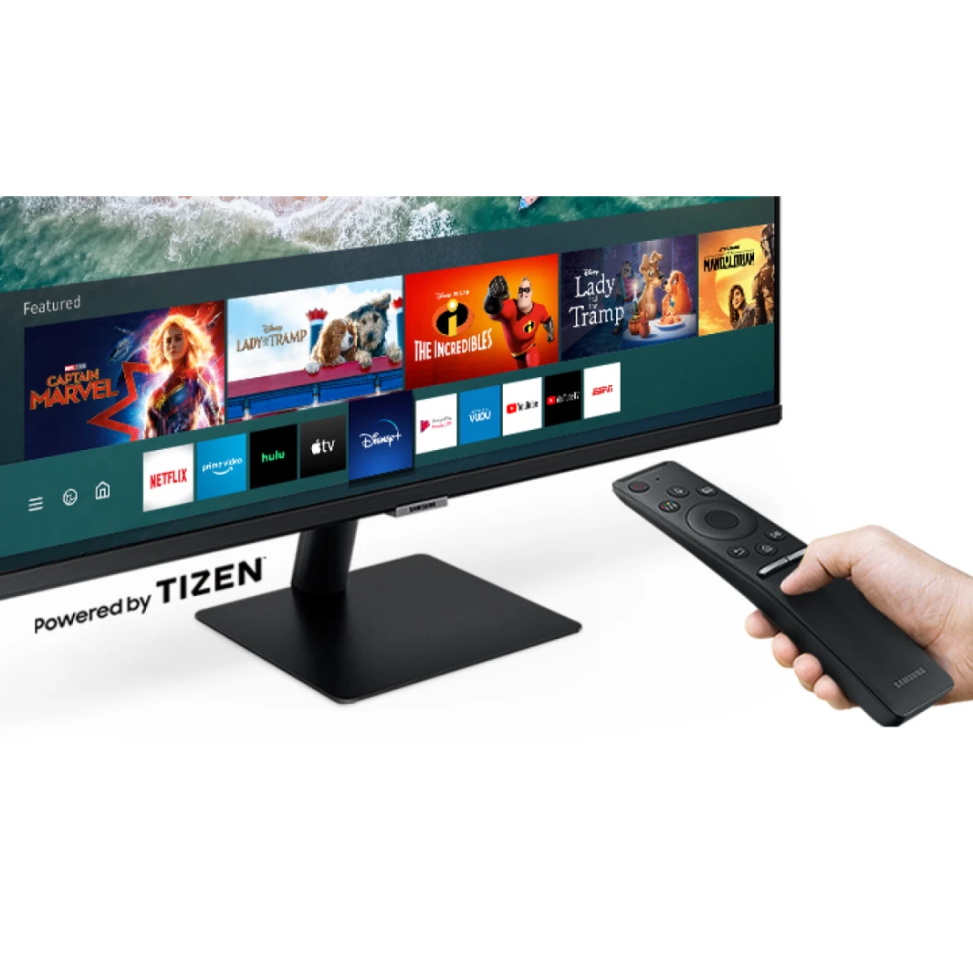 SAMSUNG M5 27" FHD HDR10 Smart Monitor (AM500) - with Netflix, YouTube, HBO, Prime Video and Apple TV Streaming Plus Mobile Connectivity  - Black