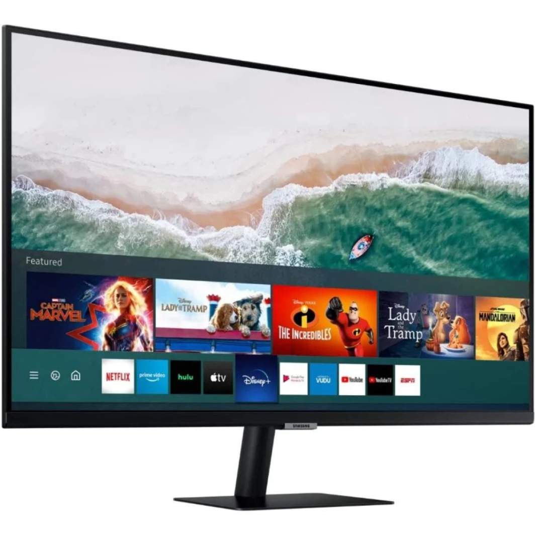 SAMSUNG M5 27" FHD HDR10 Smart Monitor (AM500) - with Netflix, YouTube, HBO, Prime Video and Apple TV Streaming Plus Mobile Connectivity  - Black