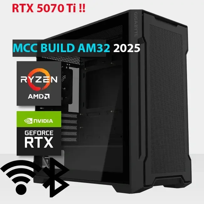 MCC AM32-25 - Midas Gaming PC Build || AMD RYZEN 7 7800X3D 8 -CORE - GIGABYTE GEFORCE RTX 5070 TI WINDFORCE OC SFF 16G GDDR7 بطاقة الرسومات
