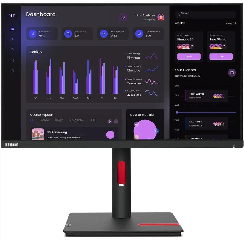 Lenovo Thinkvision S24I-30 24 بوصة FHD IPS 100Hz شاشة الأعمال-99 ٪ SRGB آمنة
