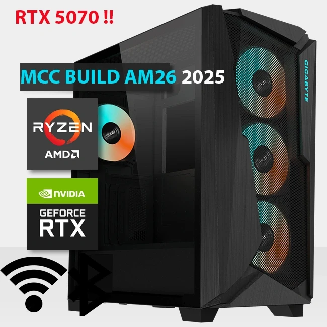 MCC AM26-25 - Midas Gaming PC Build || AMD Ryzen 7 9800x3d 8 -Core - Zotac Gaming Geforce RTX 5070 Solid OC 12GB GDDR7 بطاقة الرسومات
