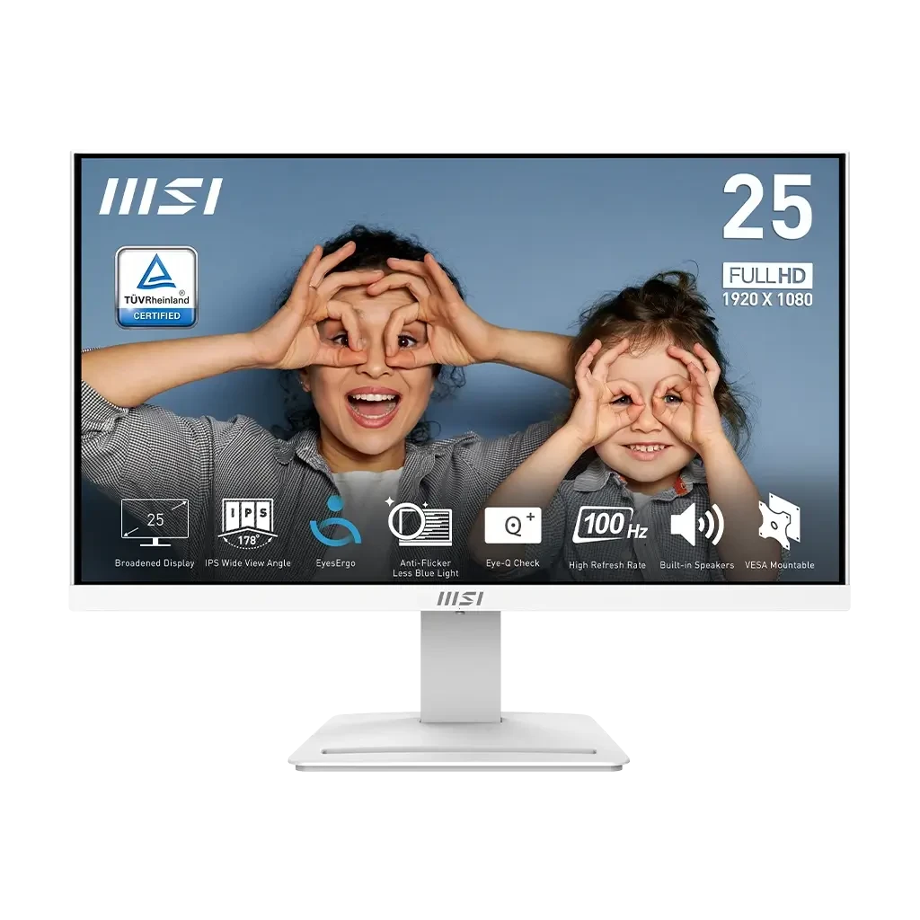 MSI Pro MP253W شاشة إنتاجية الأعمال - 24.5 بوصة FHD IPS - 1MS 100Hz - أبيض