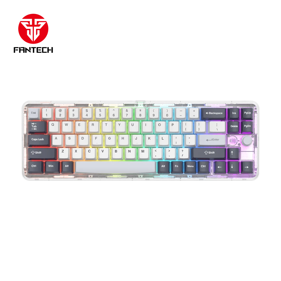 Fantech MaxFit70 Mk911 Wireless 65 ٪ Mechanical Gaming Keyboard Connection Tri -Mode - PBT Double -Shot - Epic Greyscale