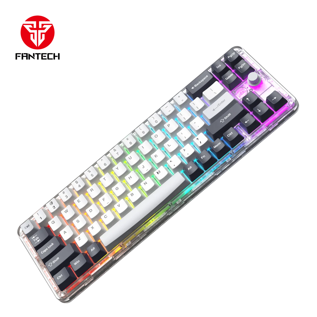 Fantech MaxFit70 Mk911 Wireless 65 ٪ Mechanical Gaming Keyboard Connection Tri -Mode - PBT Double -Shot - Epic Greyscale