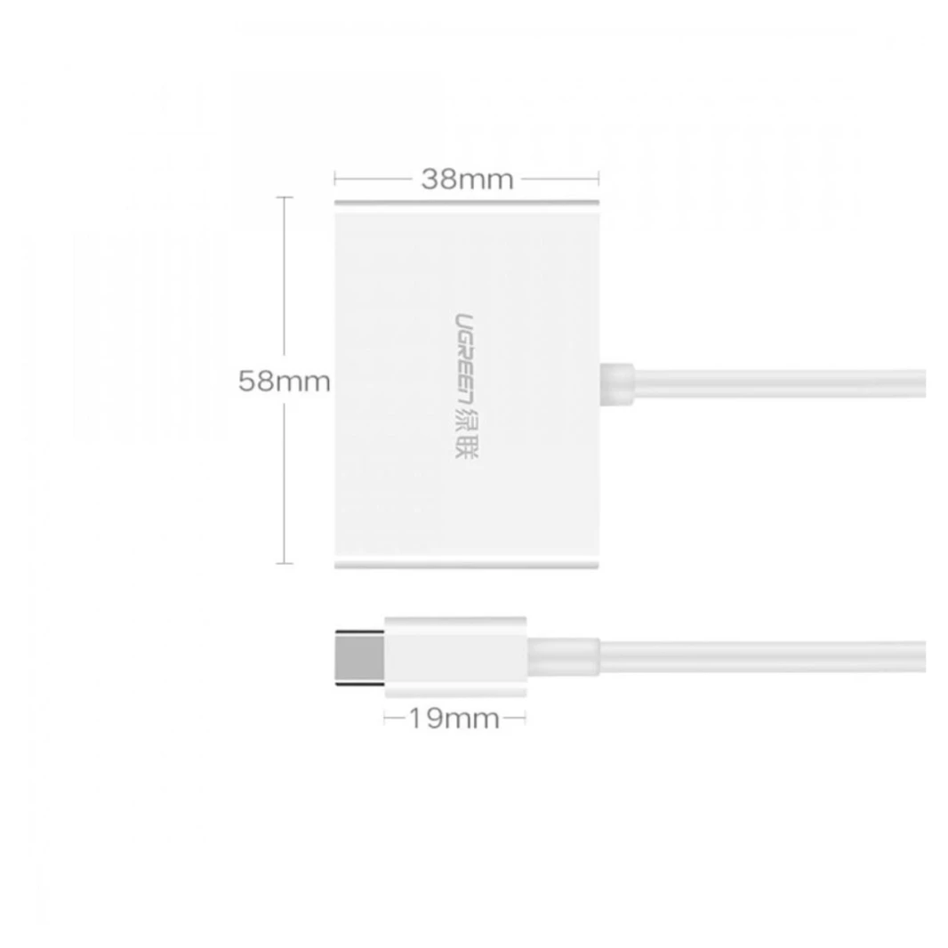 النوع C ugreen C إلى HDMI+VGA Converter -White (MM123) - اتصال عرض مزدوج باللون الأبيض