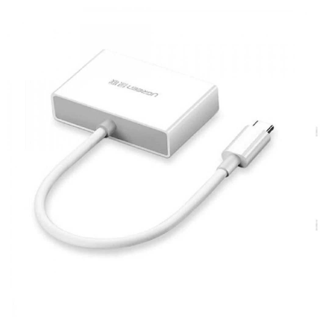 النوع C ugreen C إلى HDMI+VGA Converter -White (MM123) - اتصال عرض مزدوج باللون الأبيض