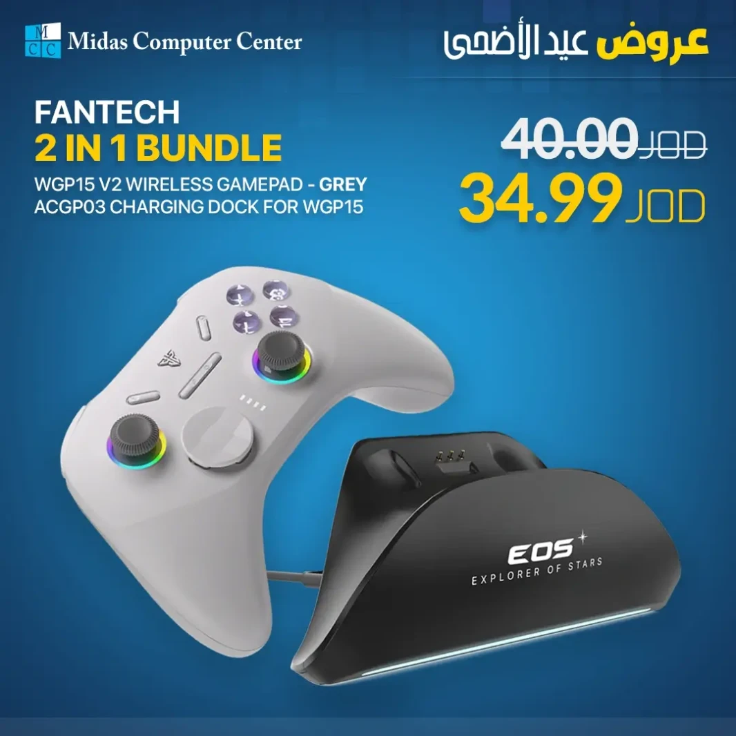 FANTECH EOS PRO II WGP15 V2 WIRELESS GAMEPAD Grey + ACGP03 CHARGING DOCK BUNDLE