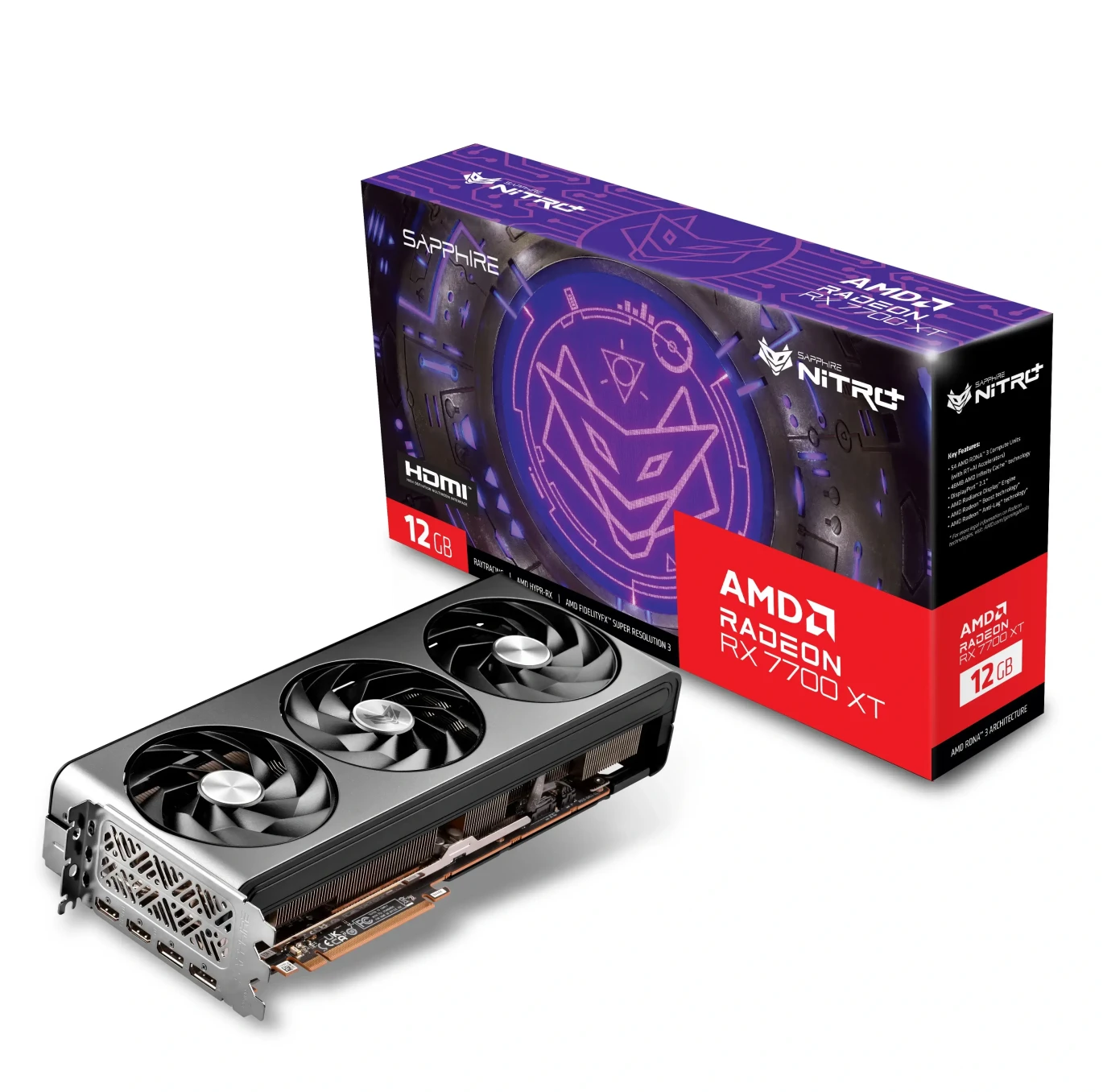 SAPPHIRE NITRO+ AMD RADEON RX 7700 XT 12GB GDDR6 بطاقة الرسومات