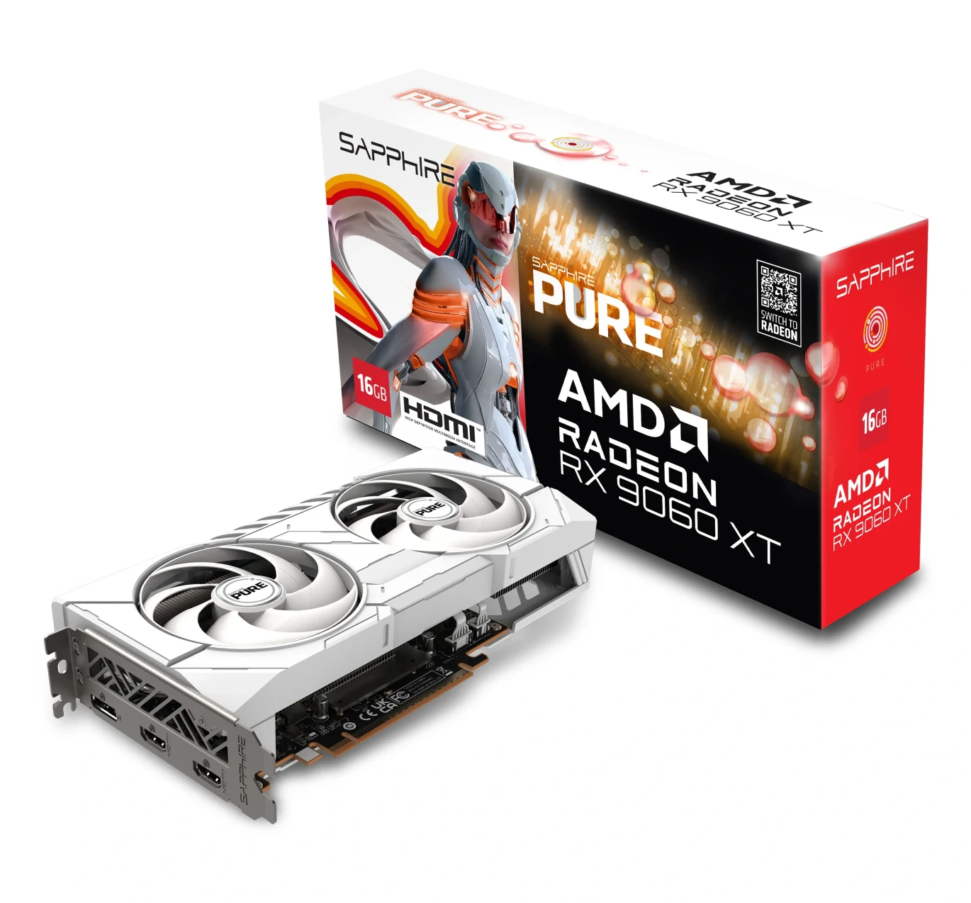 Sapphire Pure Amd Radeon Rx 9060 Xt 16GB Gaming OC GDDR6 بطاقة الرسومات - AMD RDNA 4 الهندسة المعمارية