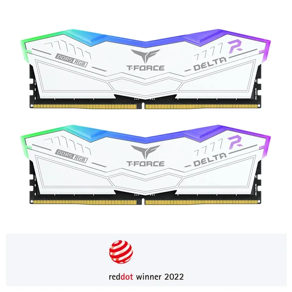 T-Force Delta 32GB (2x16) 5600MHz RGB DDR5 PC RAM WHITE