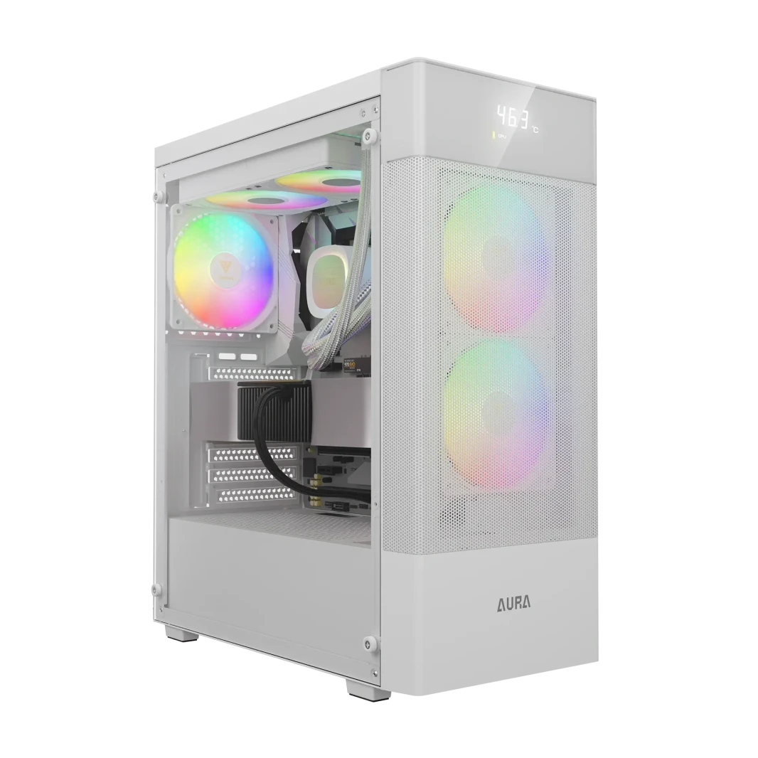 Gamdias Aura GC5 Elite Argb Mid Tower Gaming Case - White
