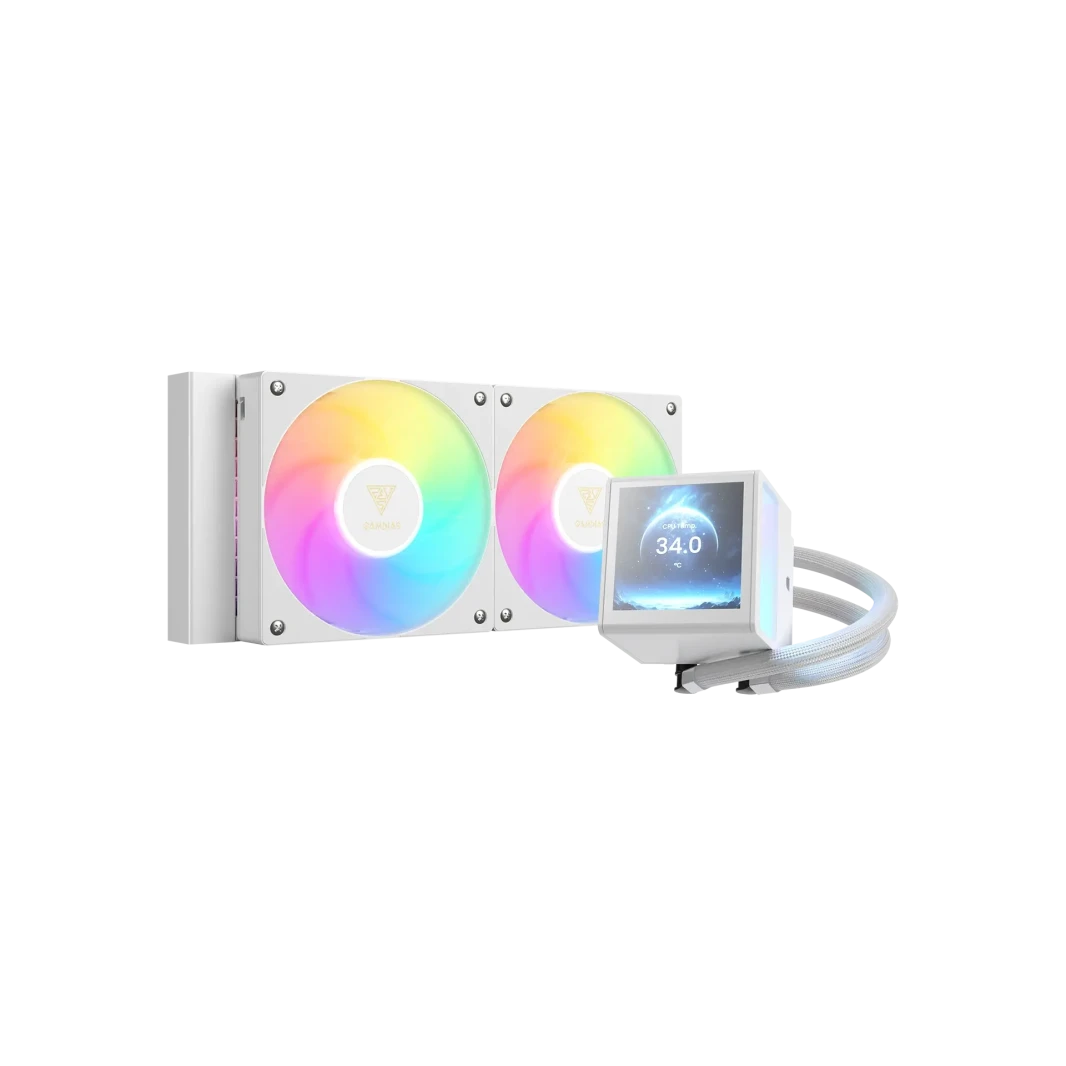 GAMDIAS CHIONE P5-240 ARGB CPU LIQUID COOLER WHITE - IPS LCD Display