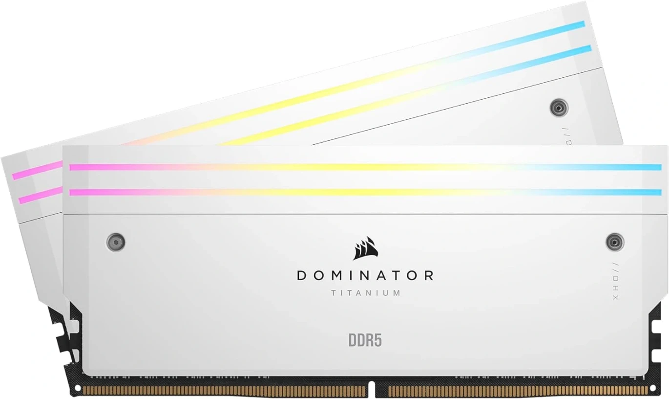 Corsair Dominator Titanium 32GB (2x16GB) RGB DDR5 RAM 6000MT/S CL30 Memory Kit - White