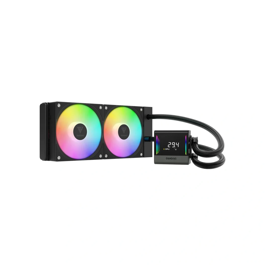 GAMDIAS CHIONE E4-240 AIO LIQUID COOLING - BLACK & DIGITAL DISPLAY WITH INFINITY MIRROR