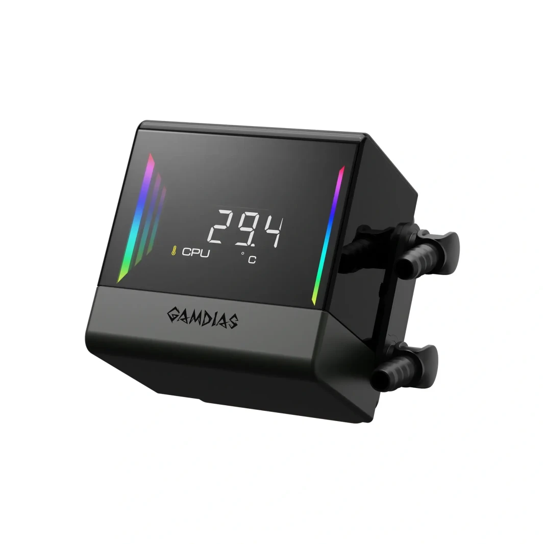GAMDIAS CHIONE E4-240 AIO LIQUID COOLING - BLACK & DIGITAL DISPLAY WITH INFINITY MIRROR