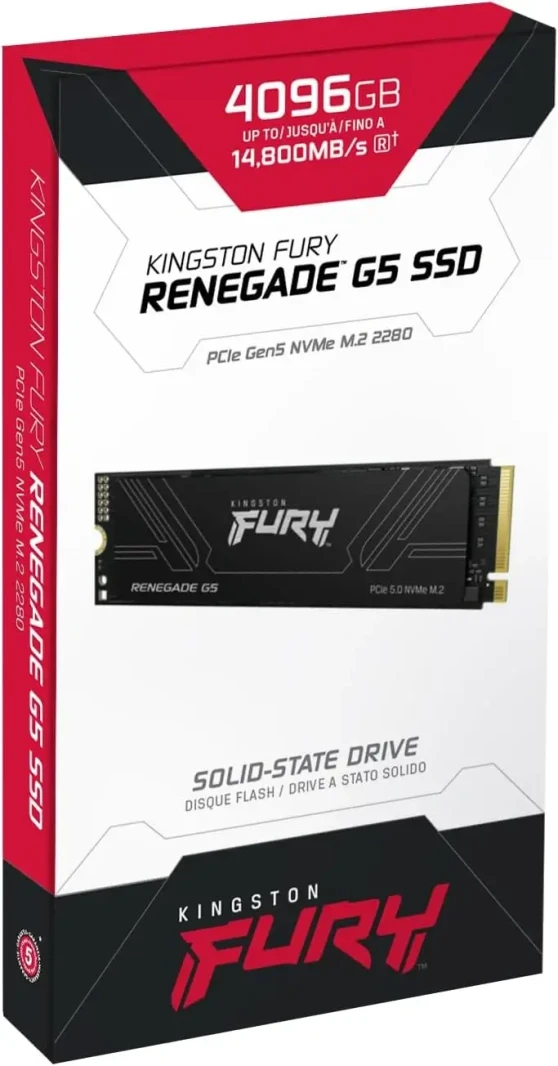 Kingston Renegade G5 4TB PCIe 5.0 NVMe M.2 SSD - Up To 14,800/14,000MB/s