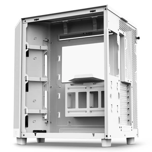 NZXT H6 Flow RGB Compact Dual-Chamber Mid-Fower Airbow مع عشاق RGB-أبيض