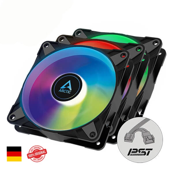 ARCTIC P12 PWM PST A -RGB Black Fan with Cable Splitter - 3 Pack