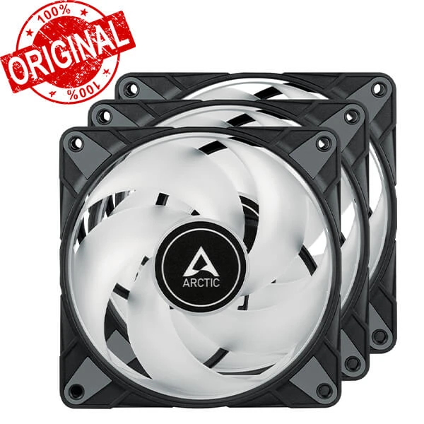 ARCTIC P12 PWM PST A -RGB Black Fan with Cable Splitter - 3 Pack
