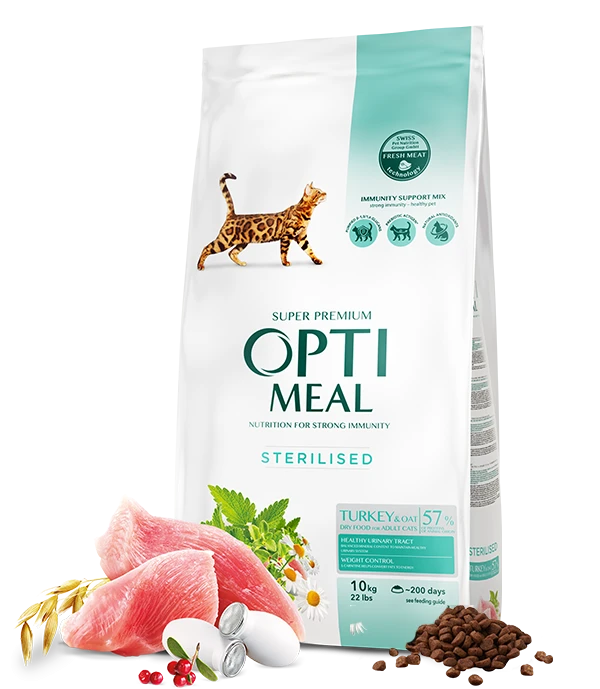 وجبة Opti جافة للقطط المعقمة تركيا وشوفان 10.5 كجم