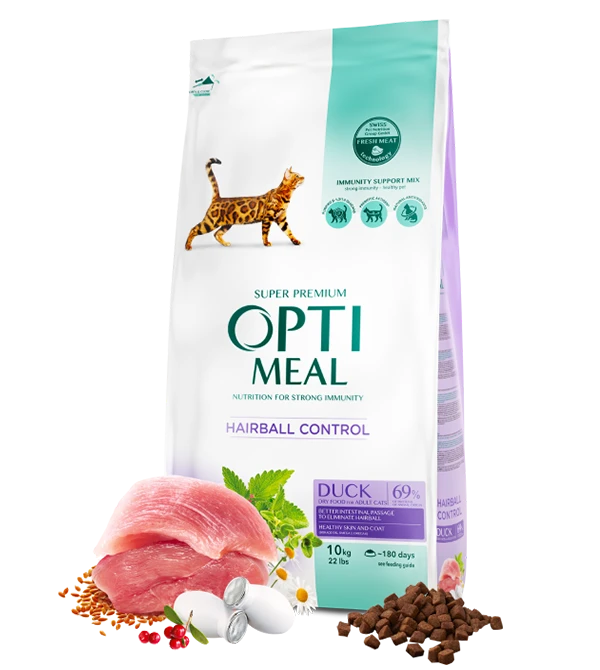 Opti meal Adult Cats Hairball Control Duck 10kg