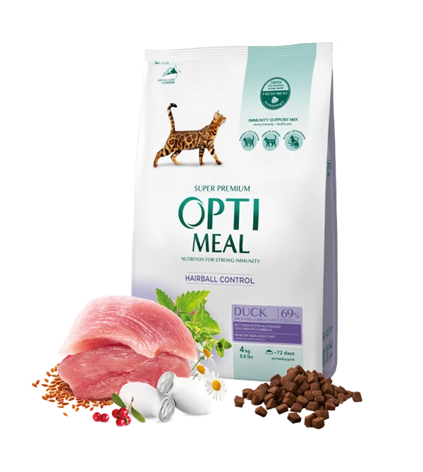 Opti وجبة القطط البالغة البطة داك 4 كجم