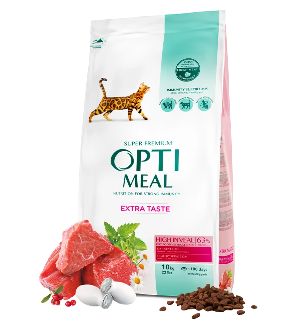 Opti وجبة القطط البالغة عالية في لحم العجل 4 كجم