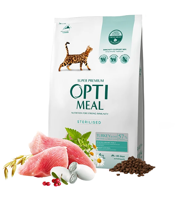 Opti وجبة معقمة تركيا القط والشوفان 4 كجم