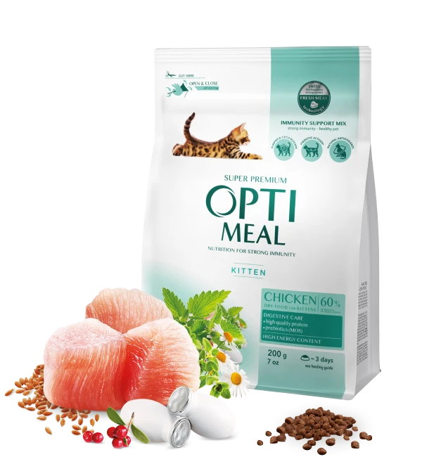 وجبة Opti جافة للدجاج القطط (200+100) 300 جم