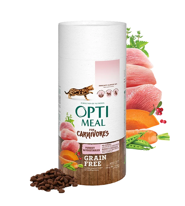 Opti وجبة القطط البالغة تركيا والخضروات (خالية من الحبوب) 650 جم