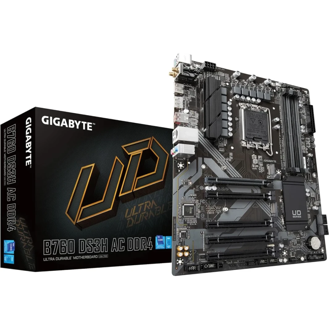 Gigabyte B760 DS3H AX DDR4 (LGA 1700/ATX/DDR4/M.2/PCIE 4.0/Realtek Wi-Fi/Realtek GBE LAN/Q-Flash Plus/PCIe EZ-Latch/Motherboard)
