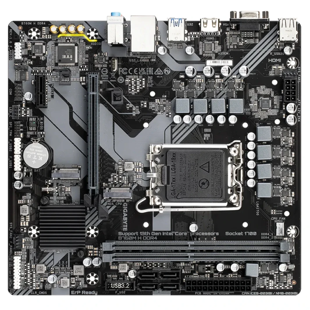 Gigabyte B760M H DDR4 Rev. 1.0 (المقبس 1700/B760/DDR4/S-ATA 6GB/S/Micro ATX)