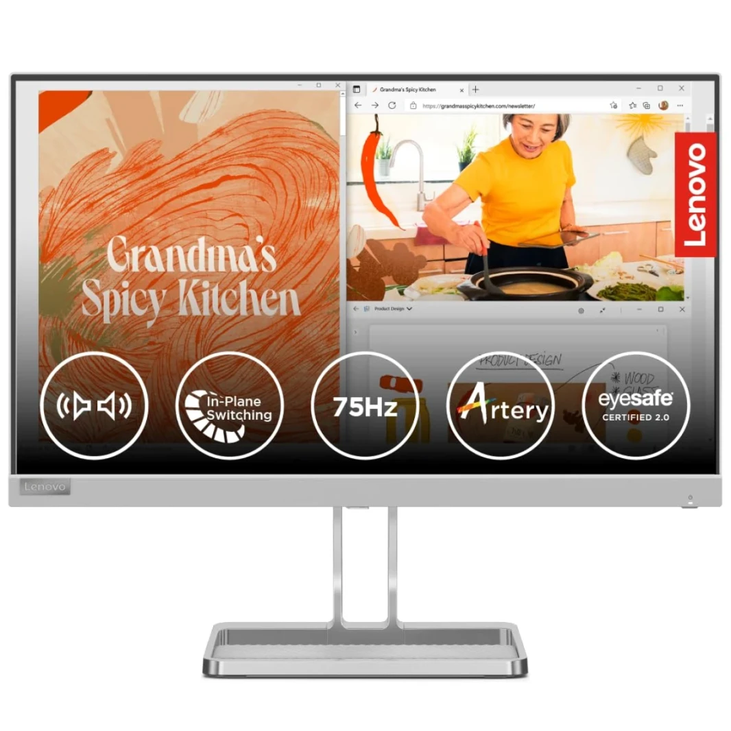 Lenovo L22e-40 Ultraslim 21.5" Full HD 75Hz Anti-Glare Natural Low Blue Light AMD FreeSync w/ VGA & HDMI Interface