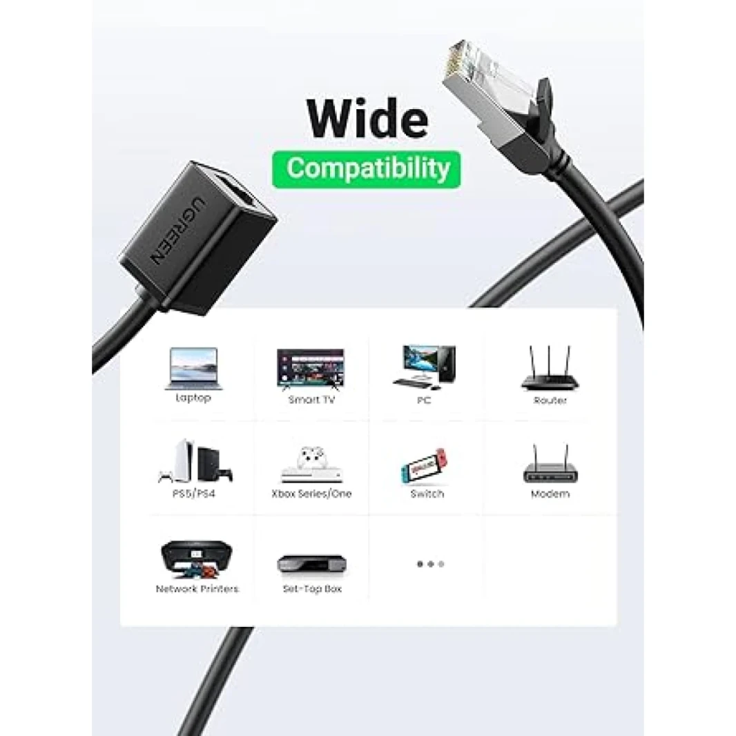 ugreen cat6 f/utp Ethernet RJ45 تمديد الذكور/الإناث 5M