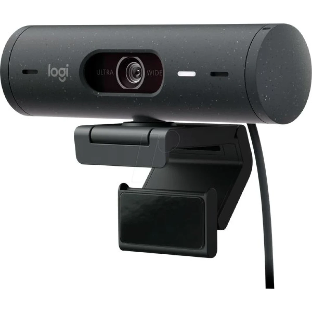 Logitech Brio 500 Full HD Webcam مع تصحيح الضوء التلقائي ، وضع إظهار ، Dual Dual Love Mics Streaming -graphite