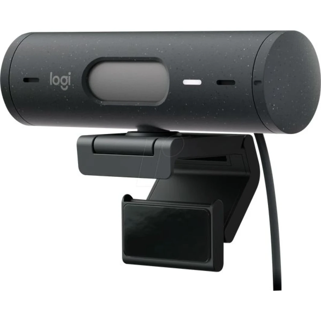 Logitech Brio 500 Full HD Webcam مع تصحيح الضوء التلقائي ، وضع إظهار ، Dual Dual Love Mics Streaming -graphite