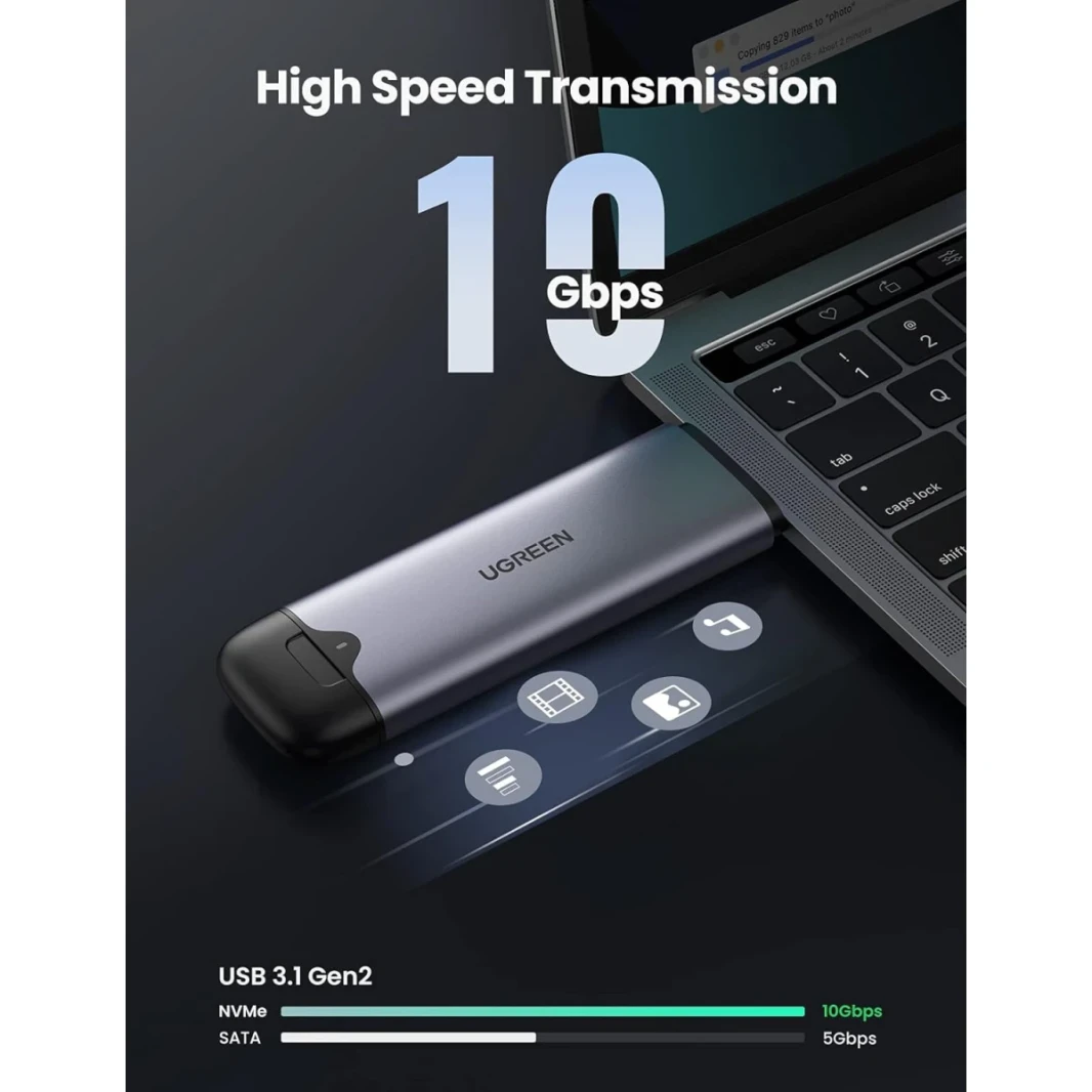 UGREEN M.2 NVME SSD Enclosure with 2 in 1 USB-C and USB-A Ports