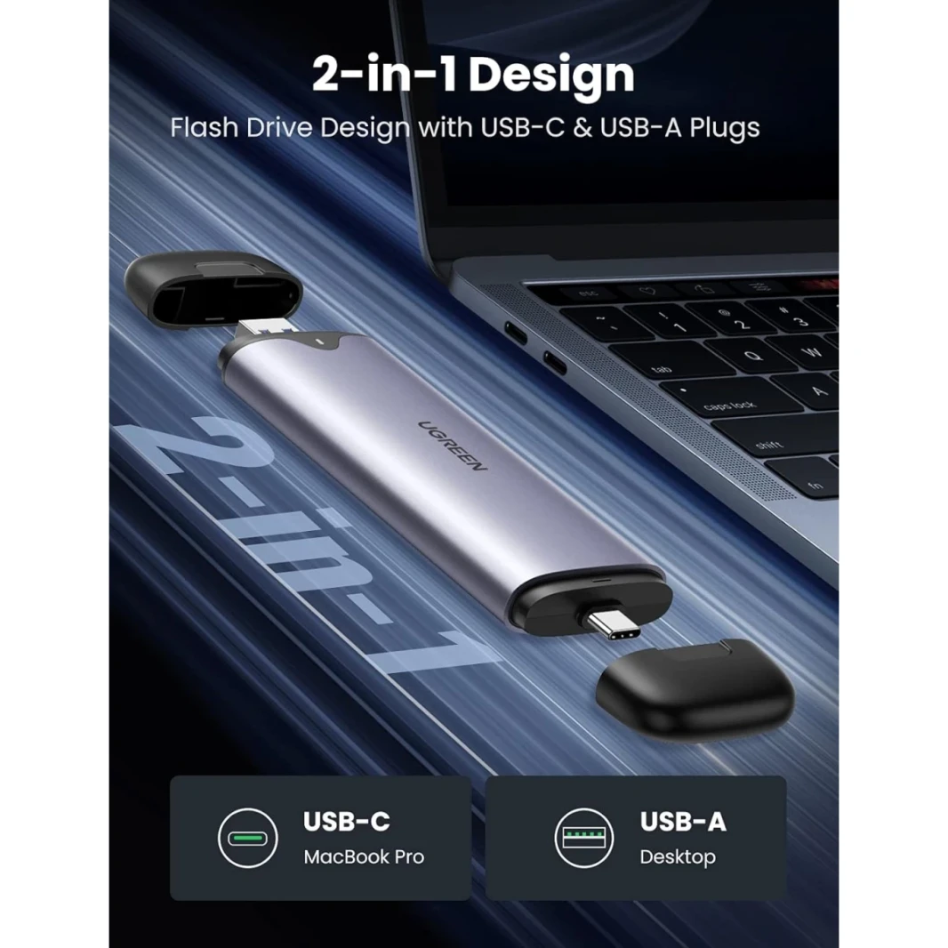 UGREEN M.2 NVME SSD Enclosure with 2 in 1 USB-C and USB-A Ports
